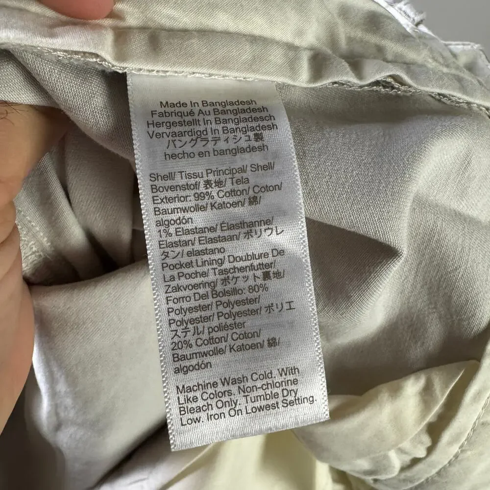 J.Crew Flex Athletic Slim-Fit Chino Pant Mens 34x34 Stone Stretch Button Zip fly